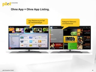 Ohne App = Ohne App Listing.
pilot Screentime GmbH 46
Kategorie Relevanz
und Awareness
App Platzierung ist Teil
der Werbestrategie.
 