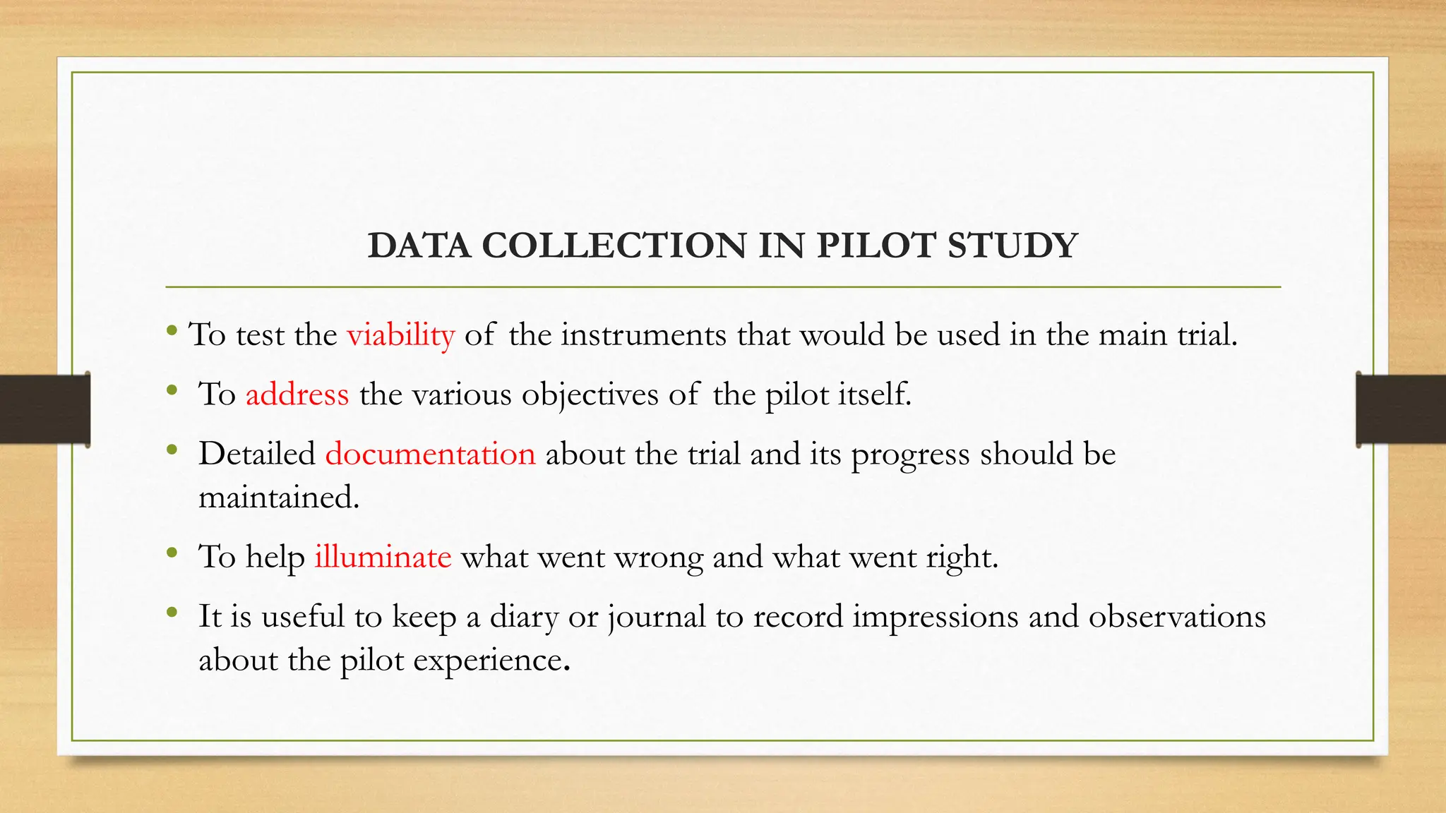 Pilot study definition types size advatages ppt