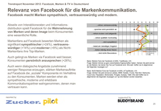 Trendreport November 2012: Facebook, Marken & TV in Deutschland

 Relevanz von Facebook für die Markenkommunikation.
 Face...