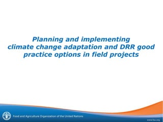 Planning and implementing
climate change adaptation and DRR good
practice options in field projects
 