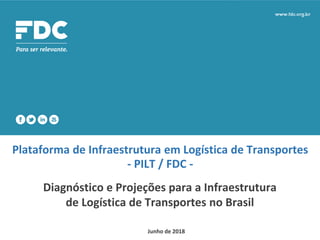 NÚCLEO DE LOGÍSTICA, SUPPLY CHAIN E INFRAESTRUTURA
Material de responsabilidade do professor
Plataforma de Infraestrutura em Logística de Transportes
- PILT / FDC -
Diagnóstico e Projeções para a Infraestrutura
de Logística de Transportes no Brasil
Junho de 2018
 