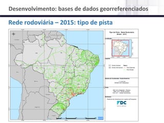 NÚCLEO DE LOGÍSTICA, SUPPLY CHAIN E INFRAESTRUTURA
Material de responsabilidade do professor
Rede rodoviária – 2015: tipo de pista
Desenvolvimento: bases de dados georreferenciados
 