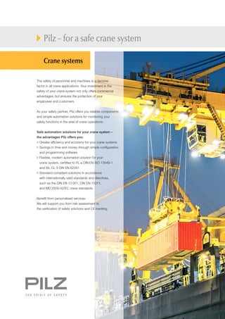 Pilz for a safe crane system