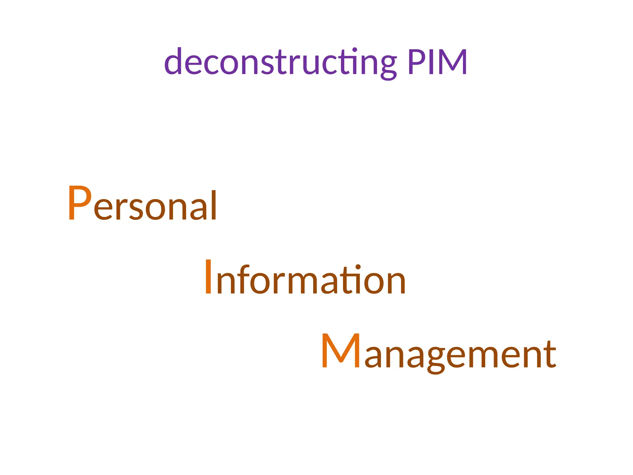 deconstructing PIM
Personal
Information
Management
 