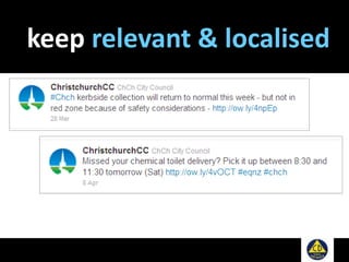 keep relevant & localised
 