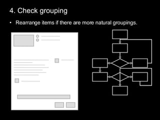 4. Check grouping Rearrange items if there are more natural groupings. 