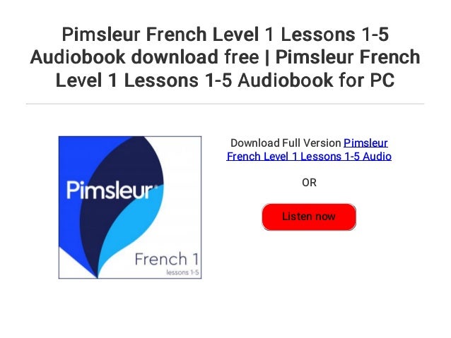 Pimsleur French Level 1 Free Download