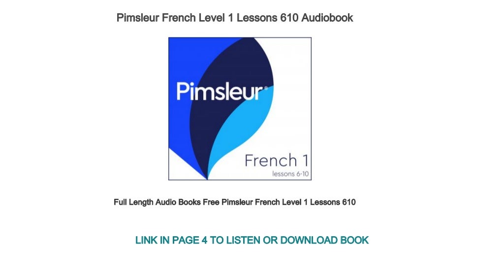 Pimsleur French Level 1 Free Download Pimsleur French Level 1 Lessons 610 Full Length Audio Books Free