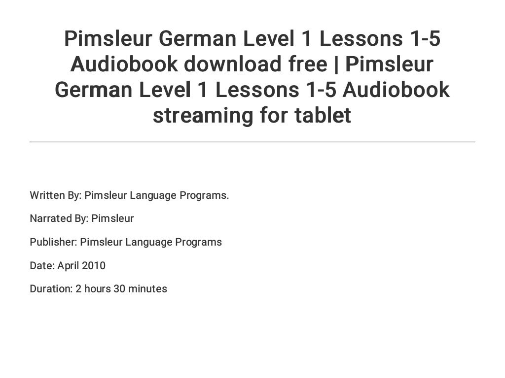 pimsleur german online pimsleur german online