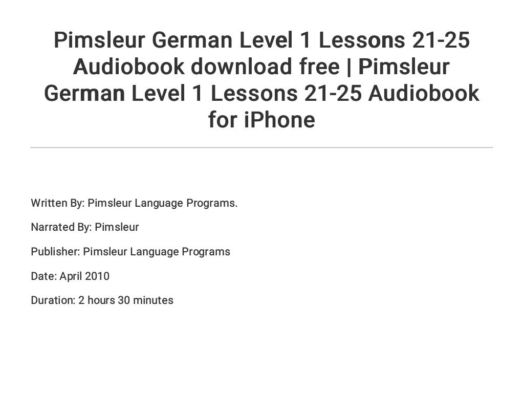pimsleur german download free