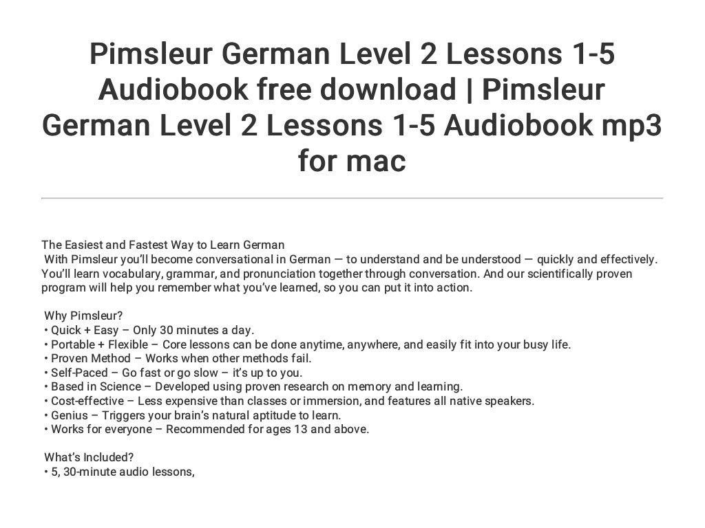 pimsleur german download pimsleur german download
