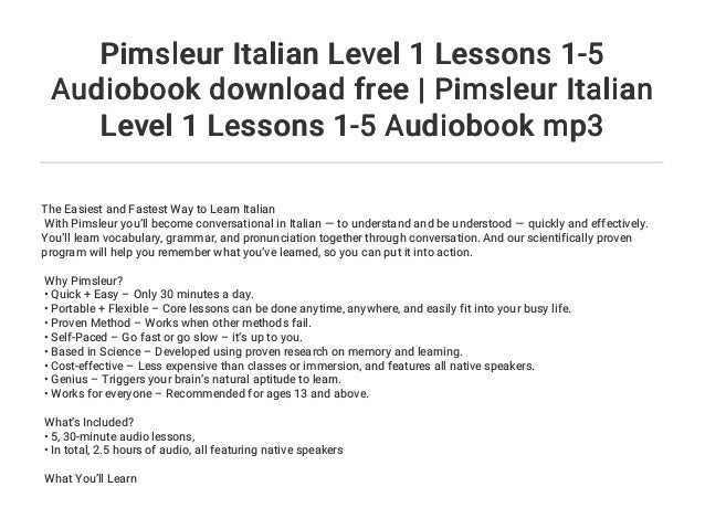 Pimsleur Italian Level 2 CD: Learn To Speak And Understand Italian