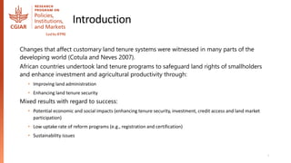 Land tenure and perceived tenure security in the era of social and ...