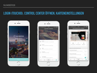NUMBER26
LOGIN (TOUCHID), CONTROL CENTER ÖFFNEN, KARTENEINSTELLUNGEN
 