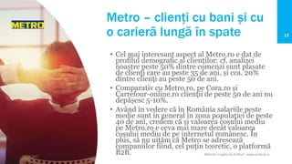 Metro – retailerul expert
03.05.2017
Website Insights by PinBud - www.pinbud.ro
17
• Cel mai interesant aspect al Metro.ro...