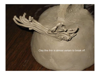 Clay this thin is almost certain to break off.