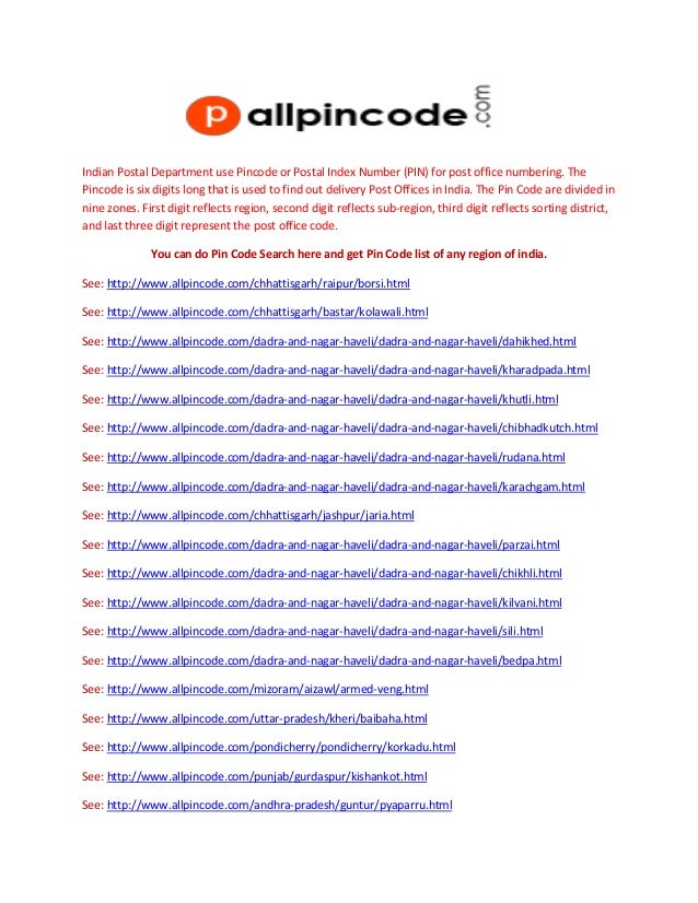 Pincode Search india