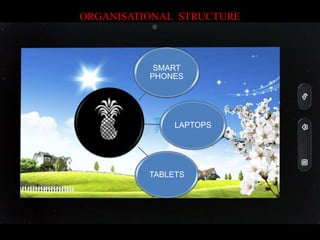ORGANISATIONAL STRUCTURE 
SMART 
PHONES 
LAPTOPS 
TABLETS 
 