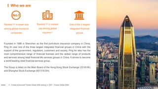 Who we are
Founded in 1988 in Shenzhen as the first joint-stock insurance company in China,
Ping An was one of the three l...