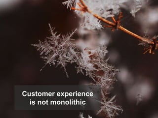 Customer experience
is not monolithic
 