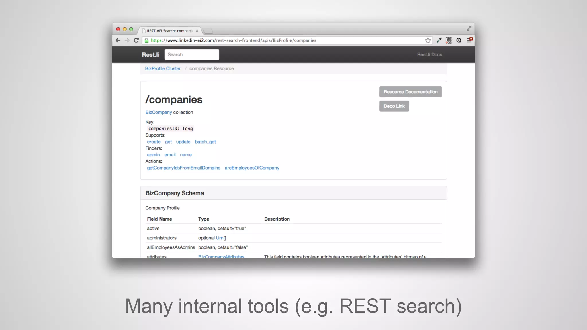 Many internal tools (e.g. REST search)

 