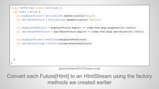 object WVYPStream extends Controller {
def index = Action {
val wvypCountFuture = ServiceClient.makeServiceCall("wvyp")
va...