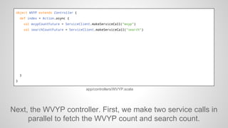 object WVYP extends Controller {
def index = Action.async {
val wvypCountFuture = ServiceClient.makeServiceCall("wvyp")
va...