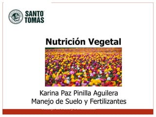 Nutrición Vegetal 
Karina Paz Pinilla Aguilera 
Manejo de Suelo y Fertilizantes 
Manejo de Suelo y Fertilizantes 
 