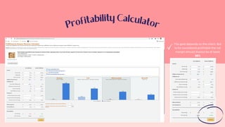 P
rofitability Calculator
The goal depends on the client. But
to be considered profitable the net
margin should always be at least
30%
 