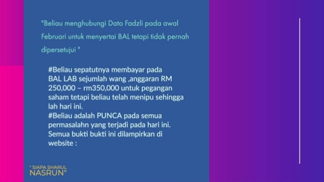 Dato Sharul Nasrun Exco Pemuda Tipu Caprice Kerana Tamak Haloba