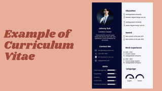 Example of
Curriculum
Vitae
 