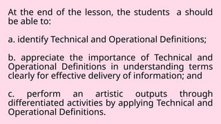 Understanding Technical and Operational Definitions for Effective ...