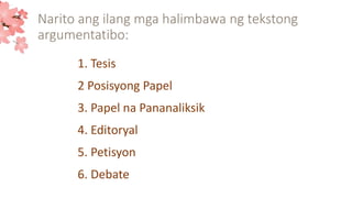 Example Ng Argumento Argumentatibong Teksto report by group 6 | PPTX