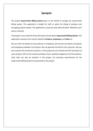Pinkle makhijani supermarket billing system vb project | PDF