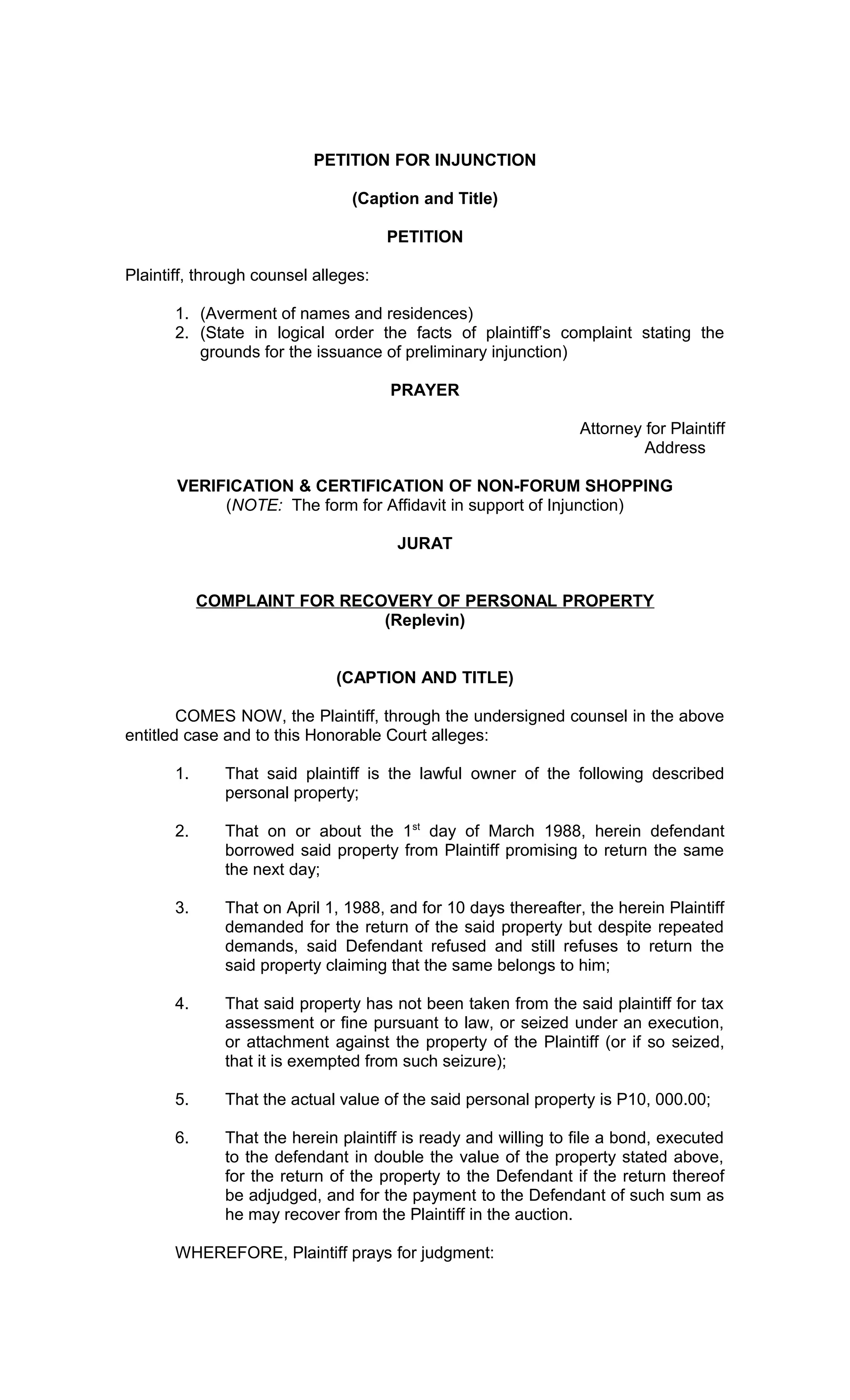 Laws Sample Legal Forms of Philippines | DOC