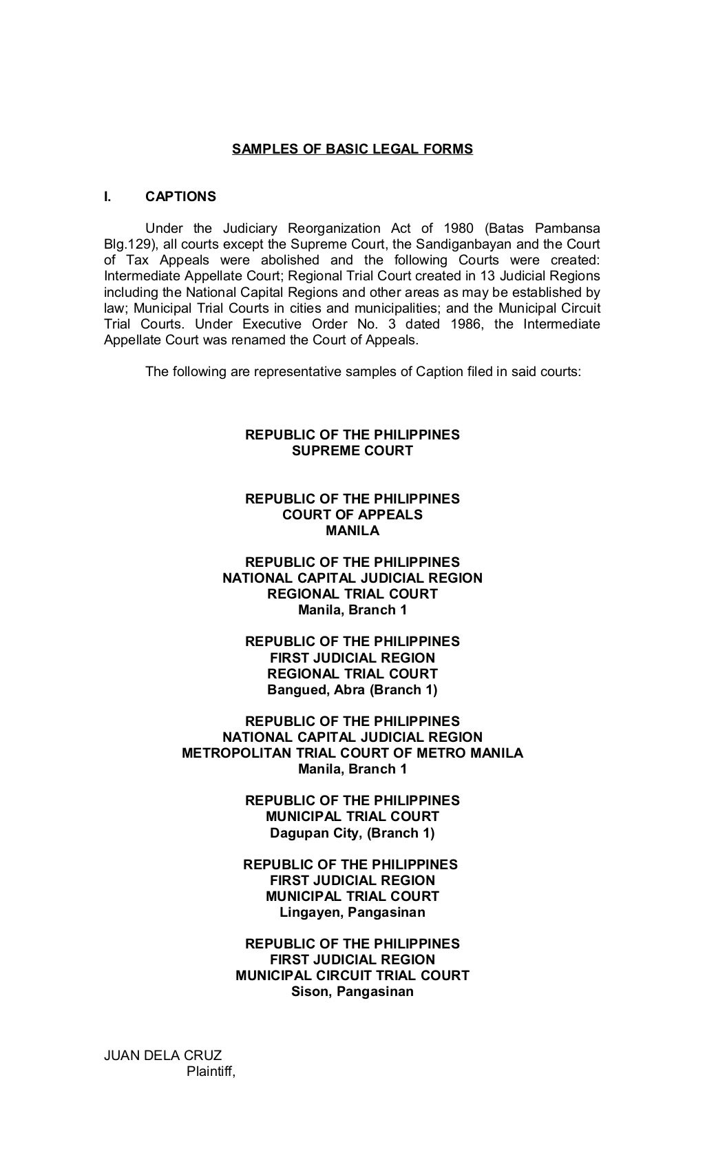 Legal Forms of Philippines