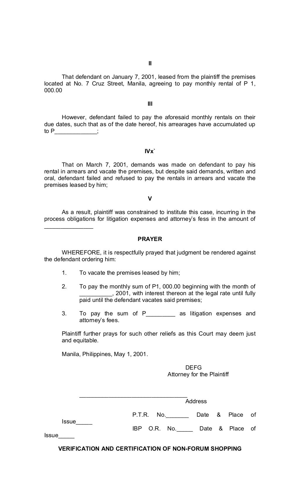 Legal Forms of Philippines
