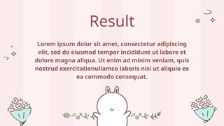 Result
Lorem ipsum dolor sit amet, consectetur adipiscing
elit, sed do eiusmod tempor incididunt ut labore et
dolore magna aliqua. Ut enim ad minim veniam, quis
nostrud exercitationullamco laboris nisi ut aliquio ex
ea commodo consequat.
 