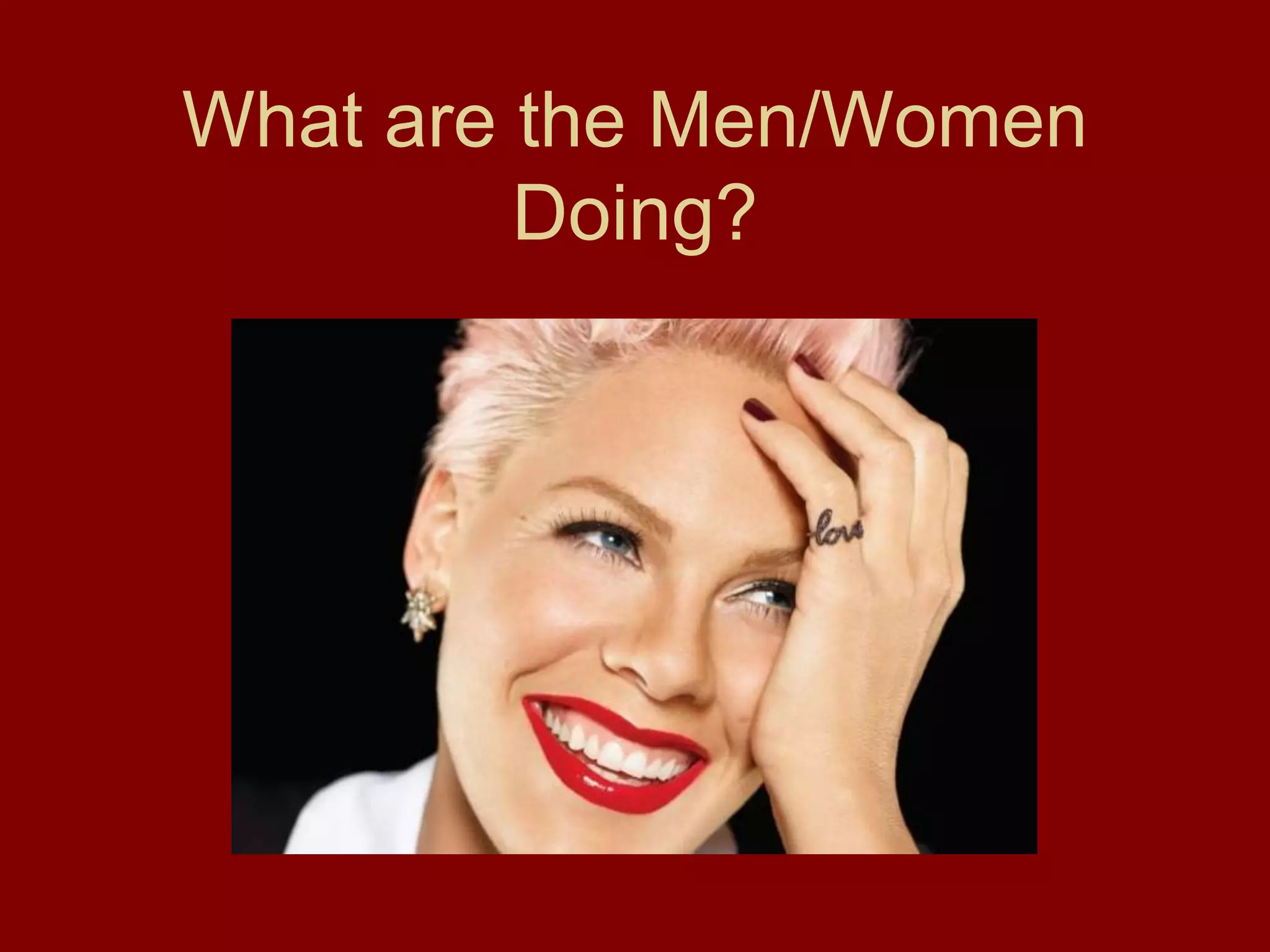 What are the Men/Women
Doing?