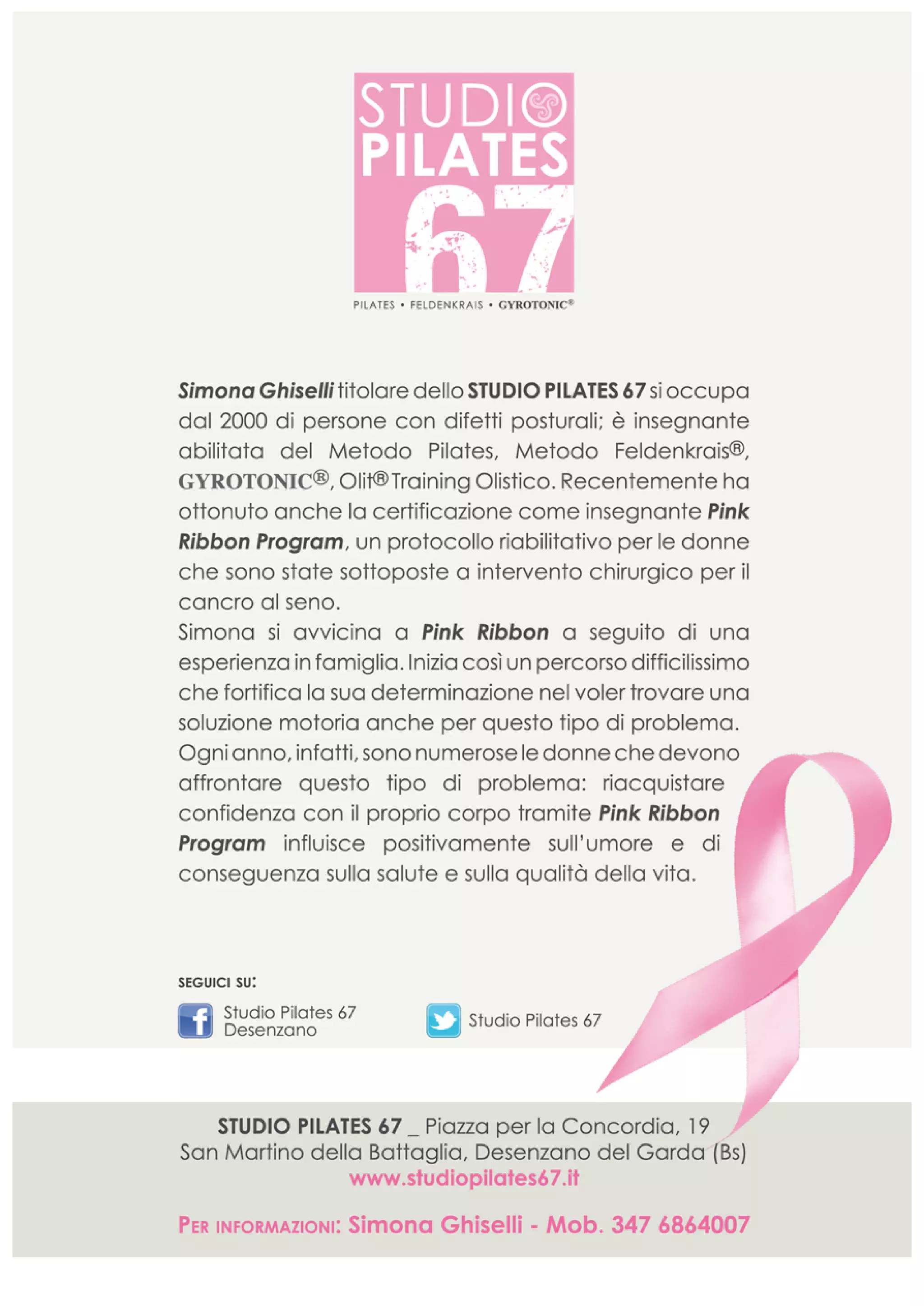 PINK RIBBON STUDIO PILATES 67 | PDF