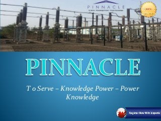 T o Serve – Knowledge Power – Power
Knowledge
 