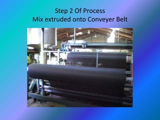 Step 2 Of Process
Mix extruded onto Conveyer Belt
 