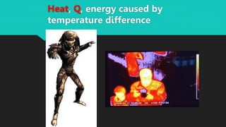 Heat, Q, energy caused by
temperature difference
 