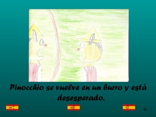 Pinocchio se vuelve en un burro y està desesperado. 