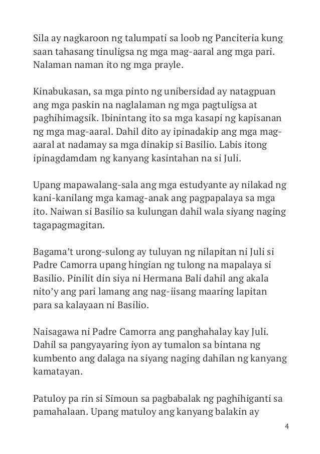 Maikling Buod Ng Buong Kabanata Ng El Filibusterismo