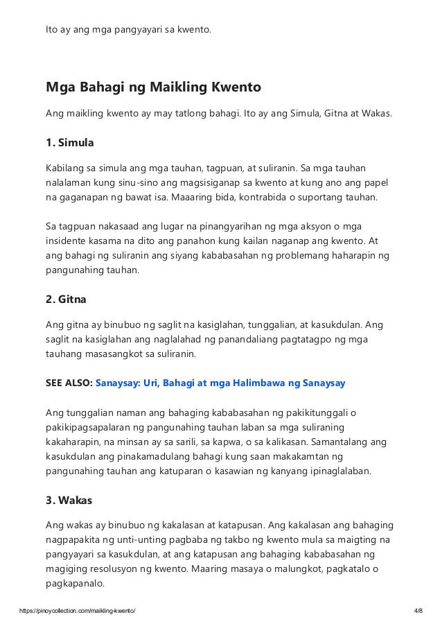 Maikling Kwento Mga Elemento Bahagi Uri At Halimbawa