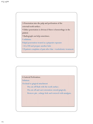 Pin retained amalgam restorations | PDF