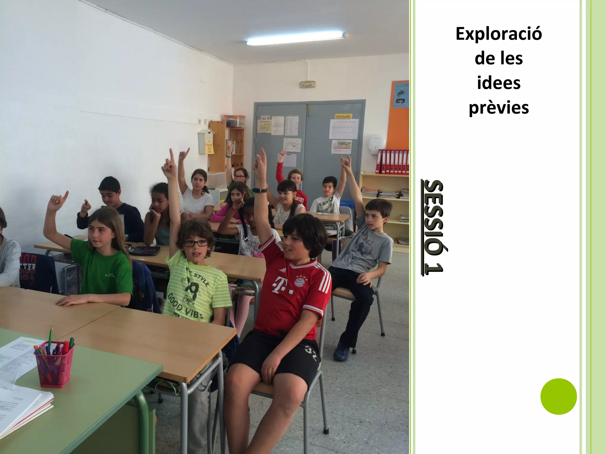 SESSIÓ1SESSIÓ1
Exploració
de les
idees
prèvies
 