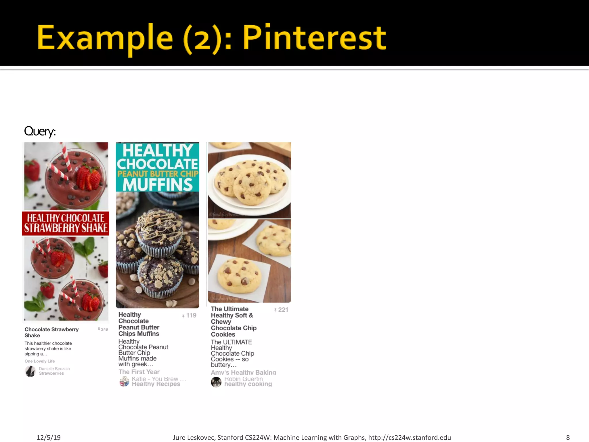 Query:
12/5/19 Jure Leskovec, Stanford CS224W: Machine Learning with Graphs, http://cs224w.stanford.edu 8
 