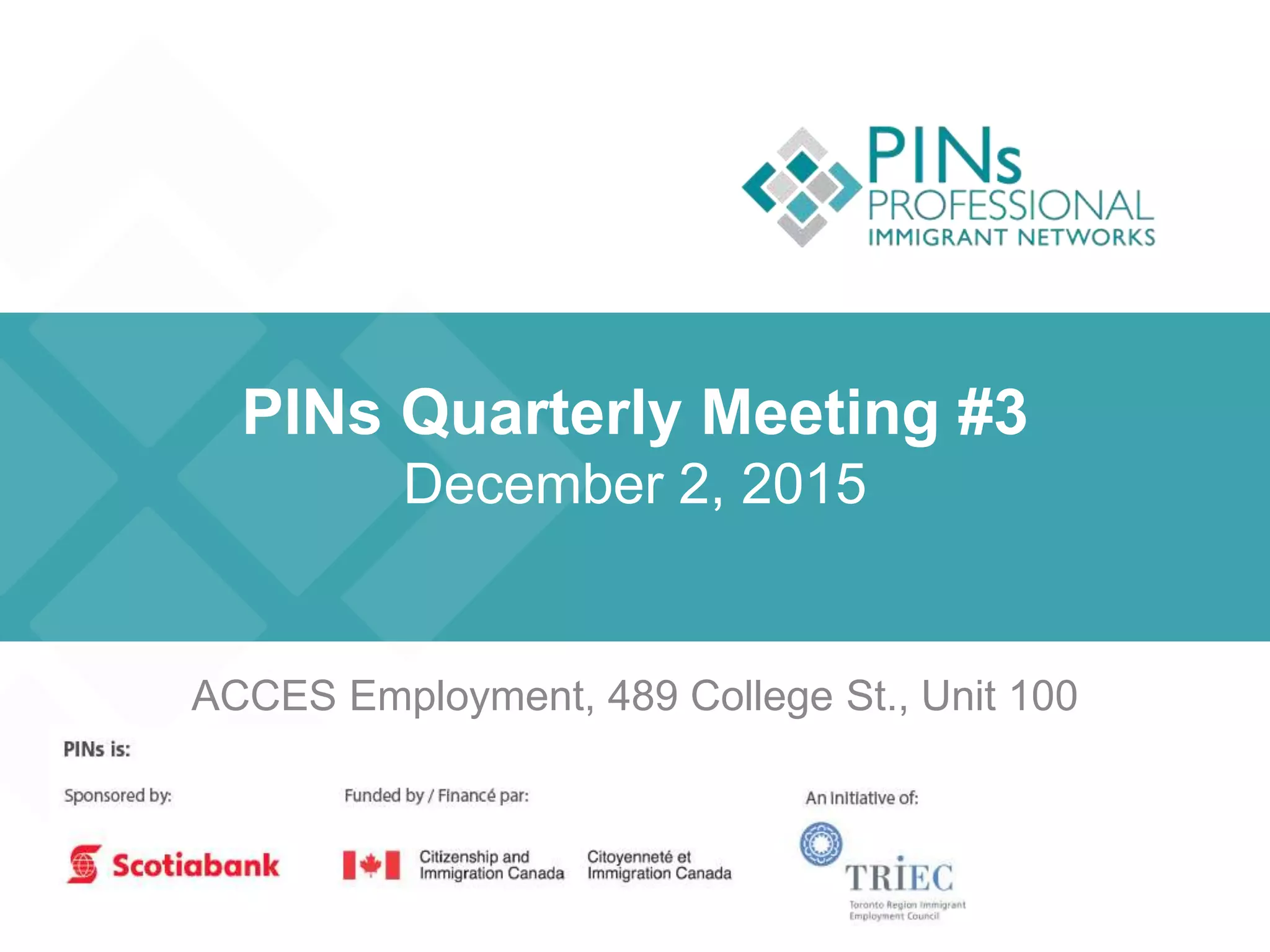 PINs Quarterly Meeting Dec. 2, 2015 Presentation PPT